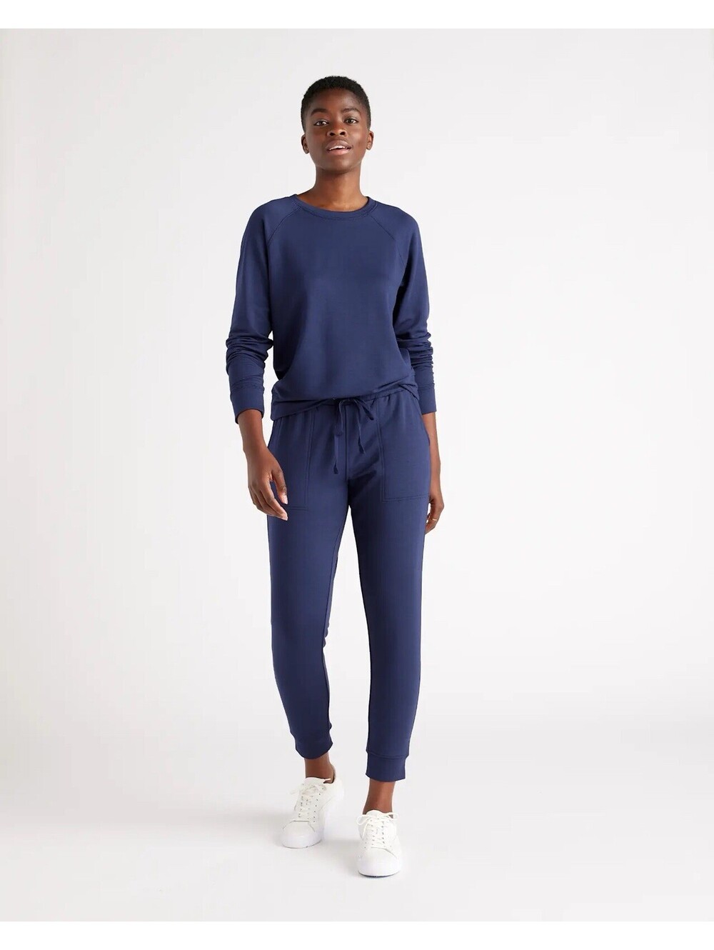 Quince‎ SuperSoft Fleece Crew Women's Medium Navy Blue Sweatshirt Pullover